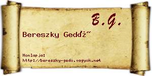Bereszky Gedő névjegykártya